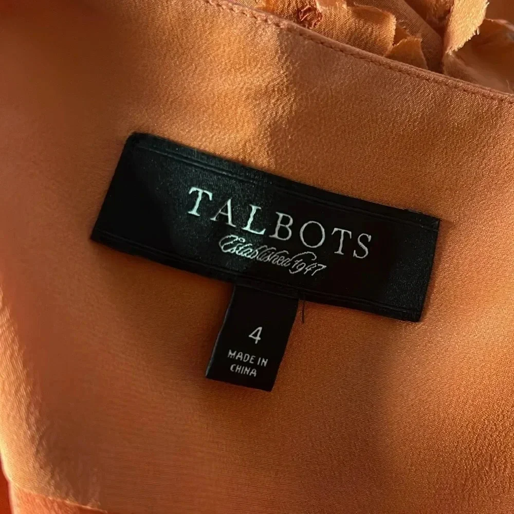 Talbots Orange 100% Silk Dainty Floral Straight Mini Skirt Size 4 Feminine Flowy